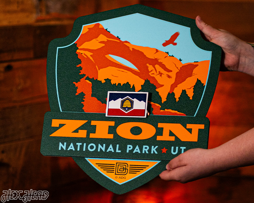 Zion National Park Badge 3D Metal Wall Art