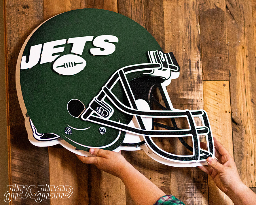 BLITZ Collection - 8 Layer New York Jets Helmet 3D Vintage Metal Wall Art