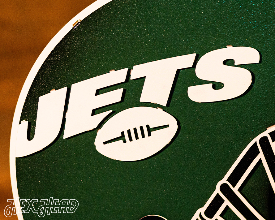 BLITZ Collection - 8 Layer New York Jets Helmet 3D Vintage Metal Wall Art