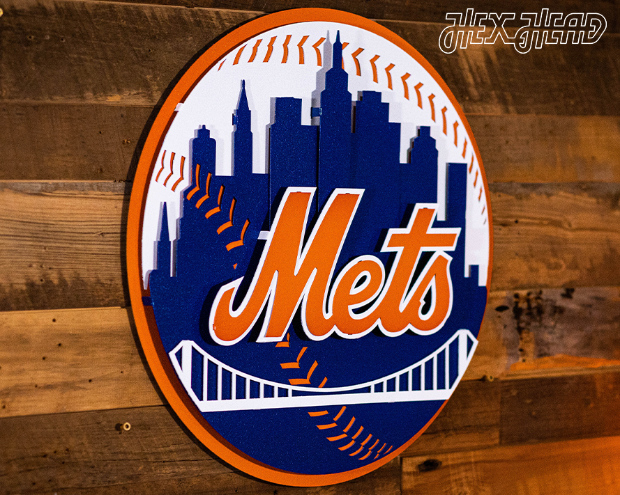 New York Mets Crest 3D Vintage Metal Wall Art