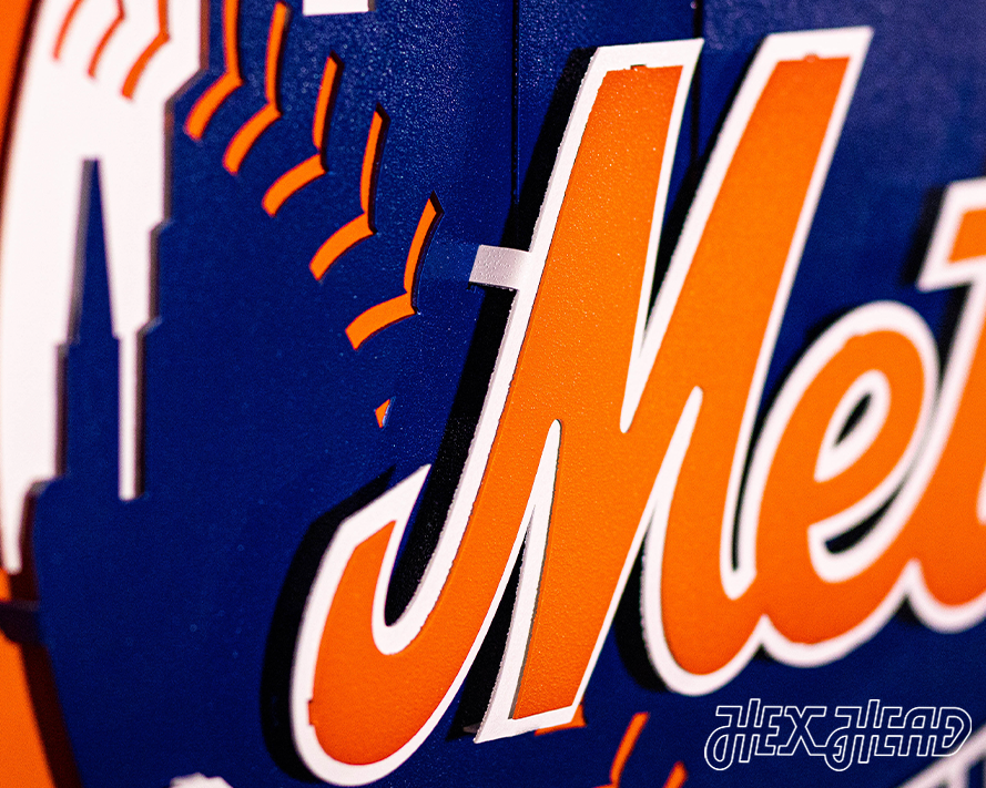 New York Mets Crest 3D Vintage Metal Wall Art