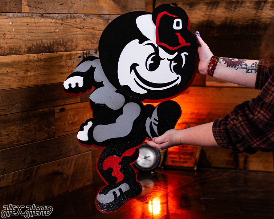 Ohio State "Brutus" Mascot 3D Vintage Metal Wall Art