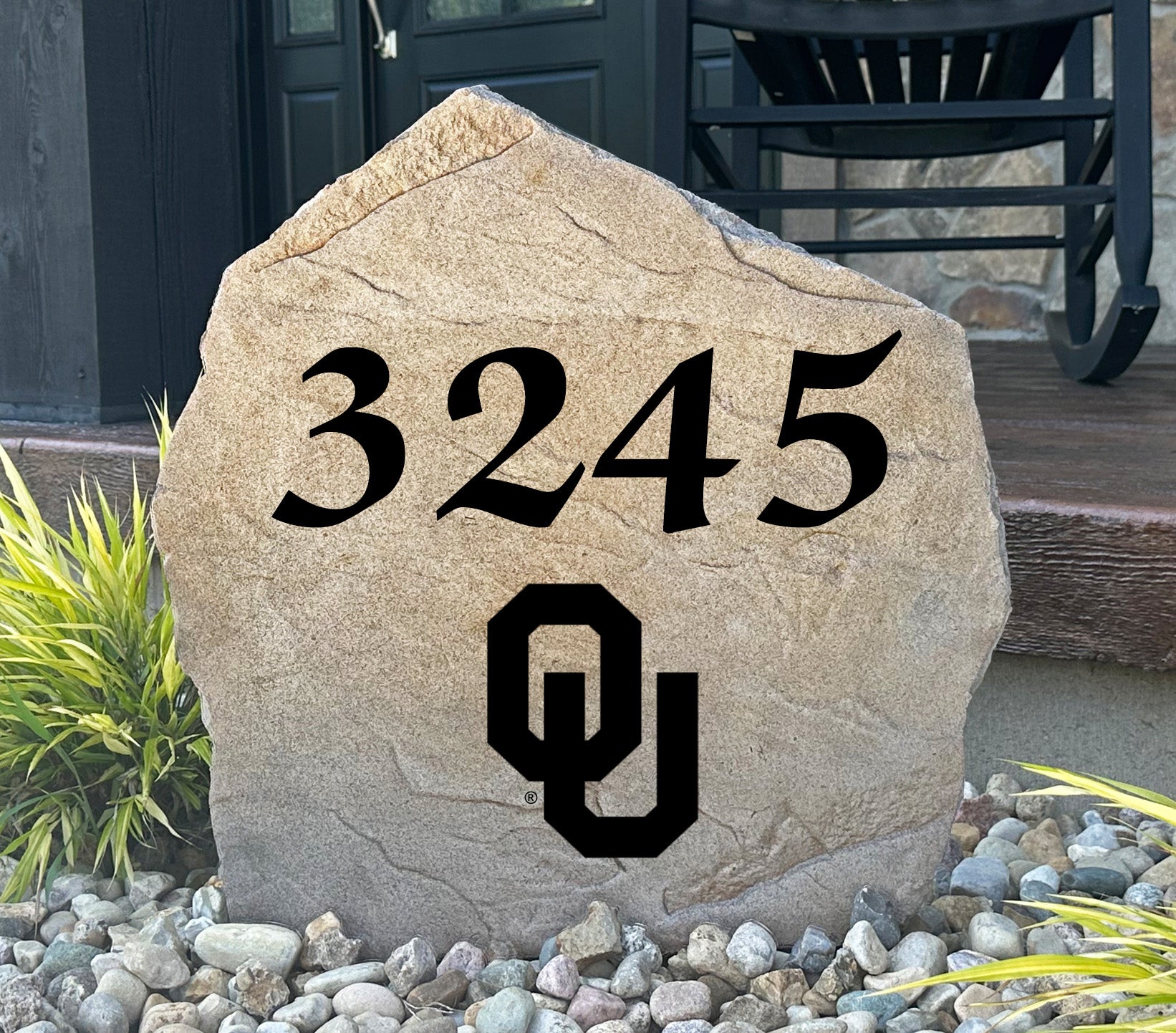 Oklahoma Sooners Design-A-Stone Landscape Art Address Stone