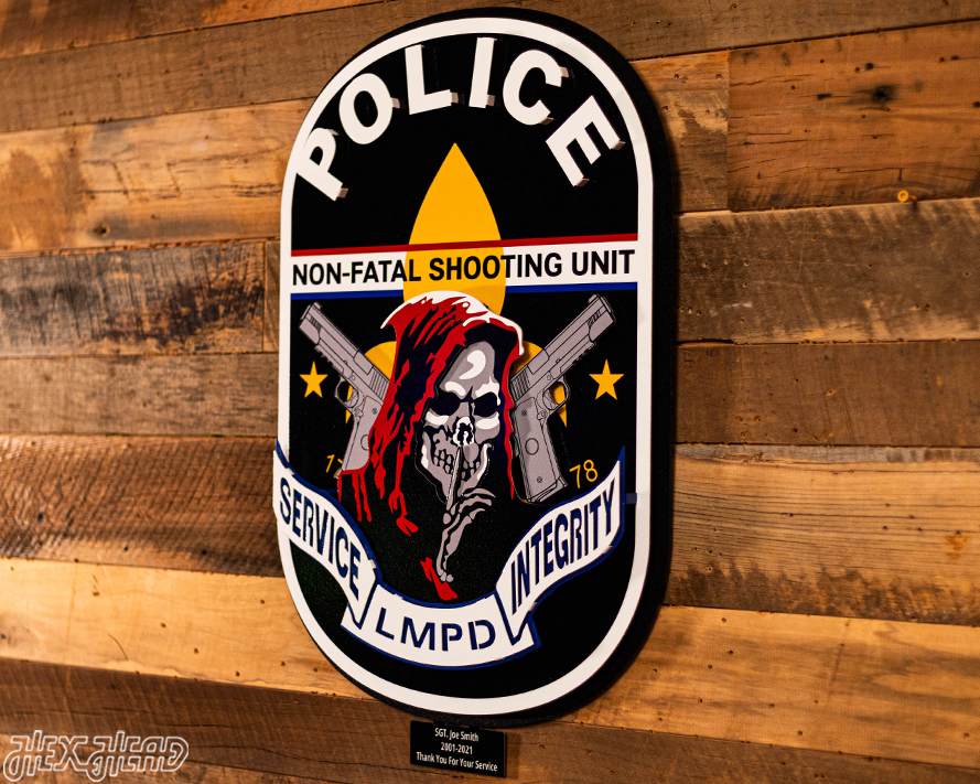 LMPD Non Fatal Shooting Unit Badge 3D Vintage Metal Wall Art