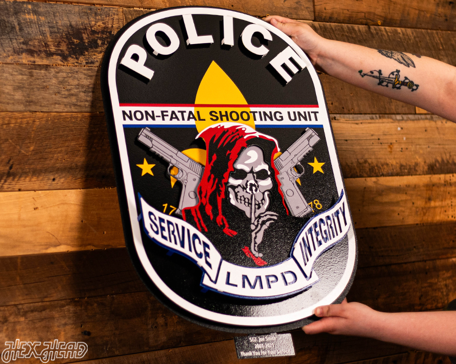 LMPD Non Fatal Shooting Unit Badge 3D Vintage Metal Wall Art