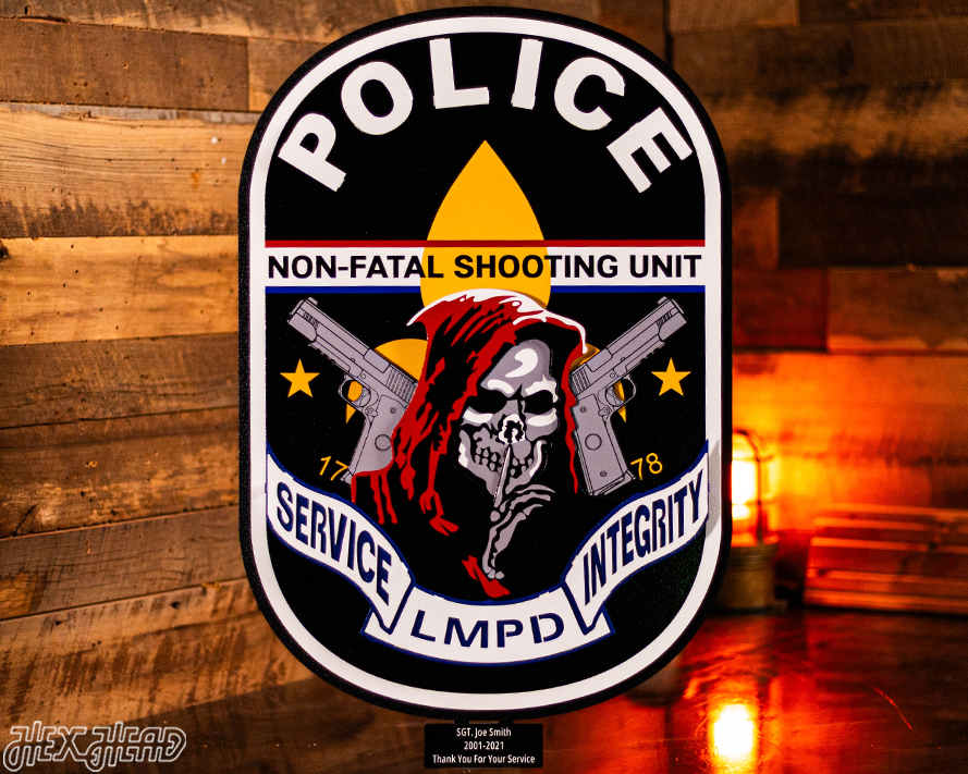 LMPD Non Fatal Shooting Unit Badge 3D Vintage Metal Wall Art