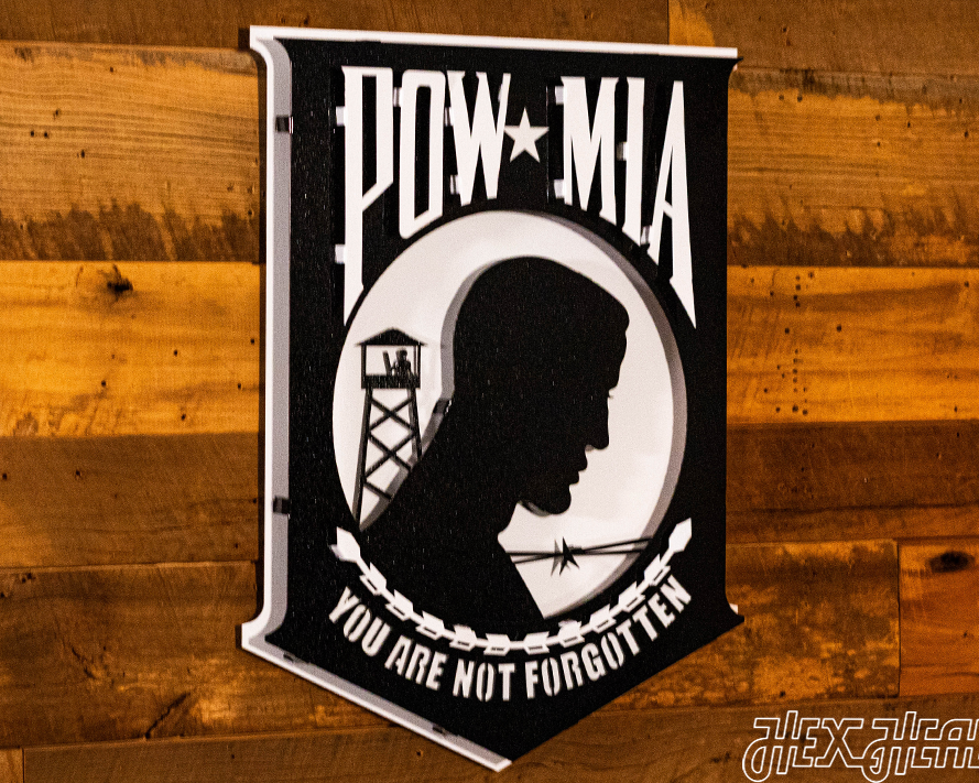 POW MIA "Never Forgotten" 3D Vintage Metal Wall Art