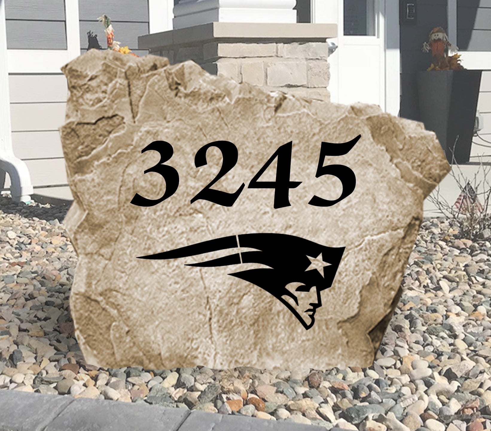 New England Patriots Design-A-Stone Landscape Art Address Stone