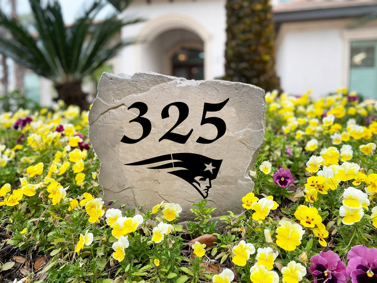 New England Patriots Design-A-Stone Landscape Art Address Stone