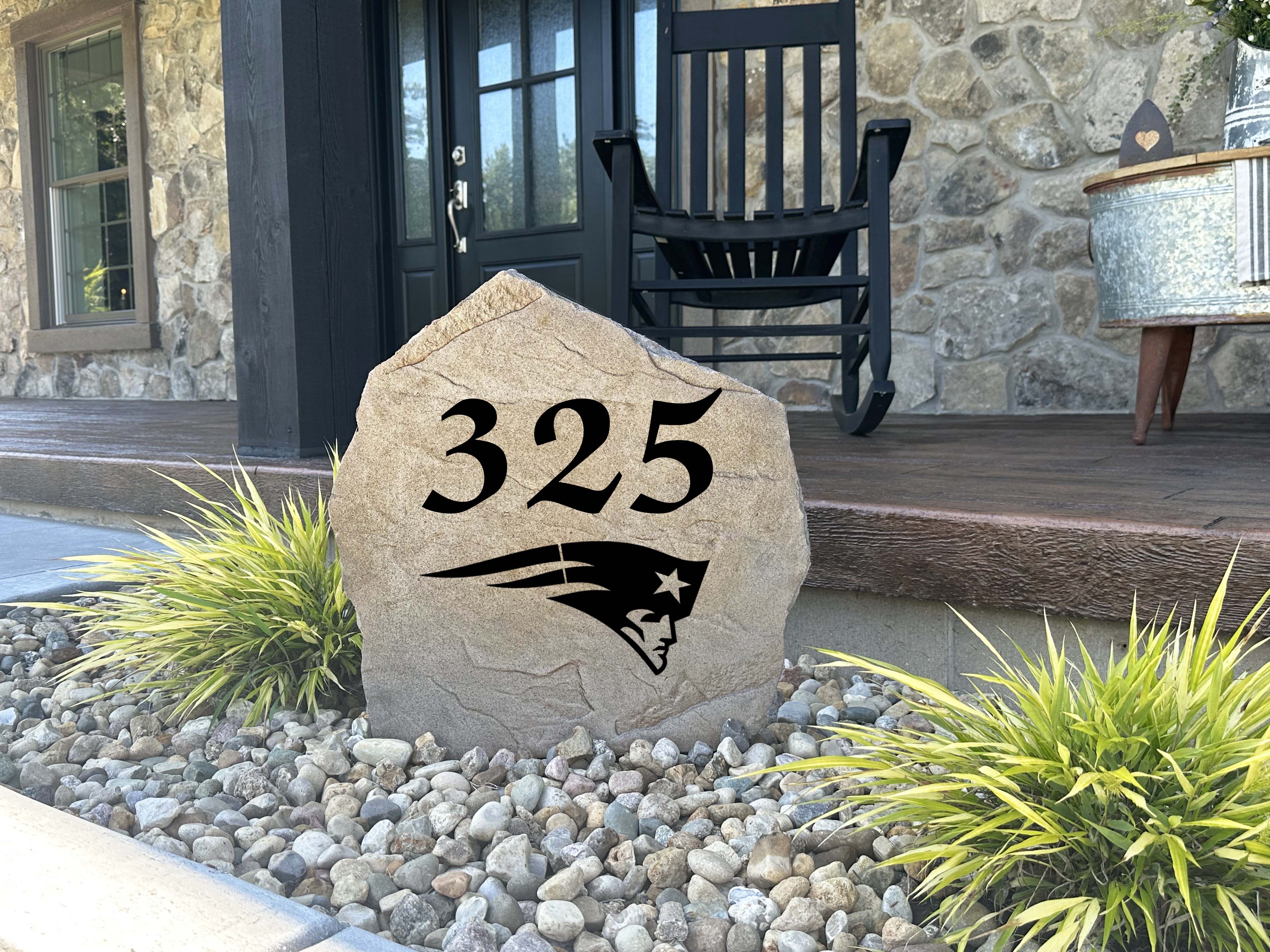 New England Patriots Design-A-Stone Landscape Art Address Stone