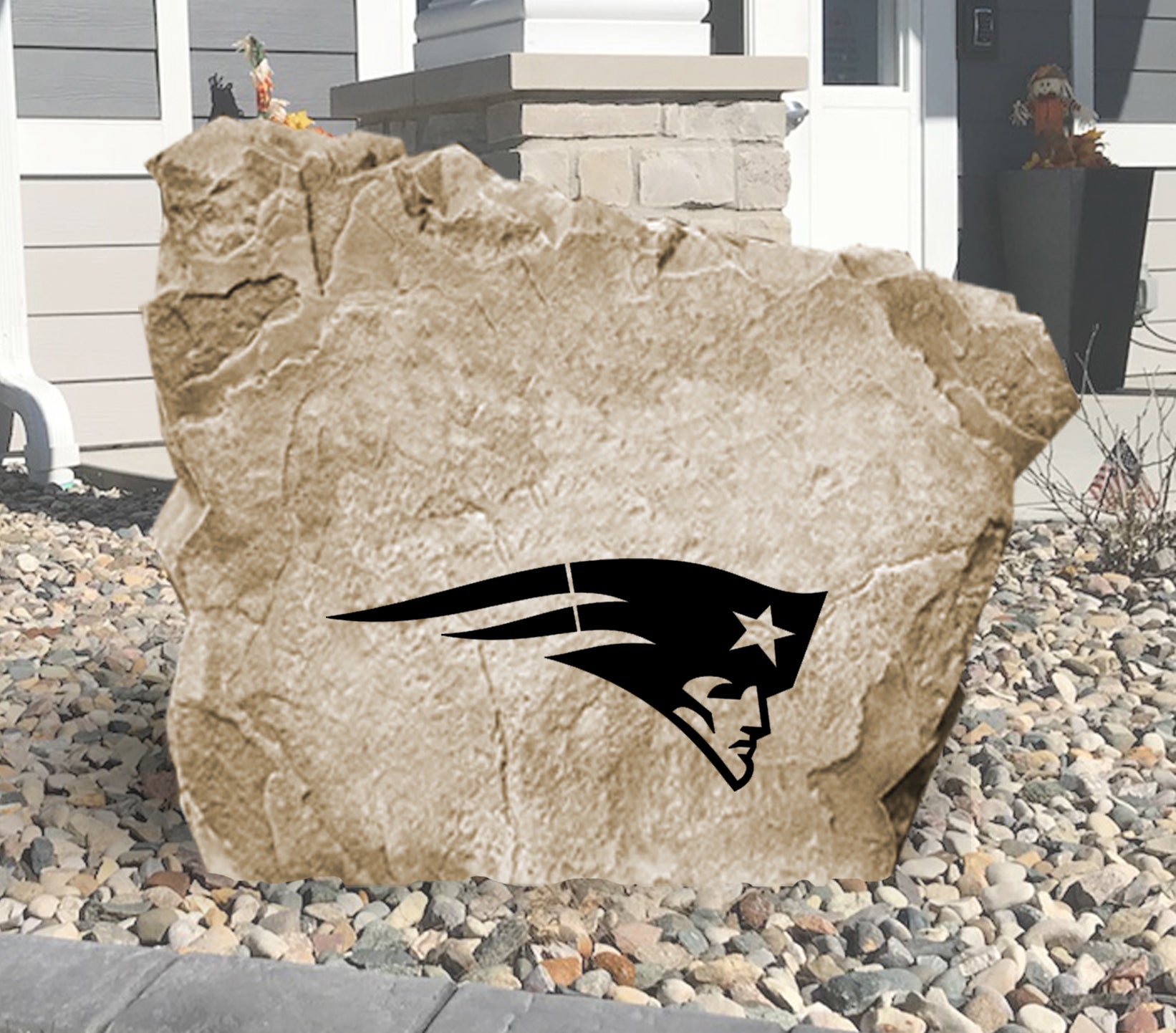 New England Patriots Design-A-Stone Landscape Art Address Stone