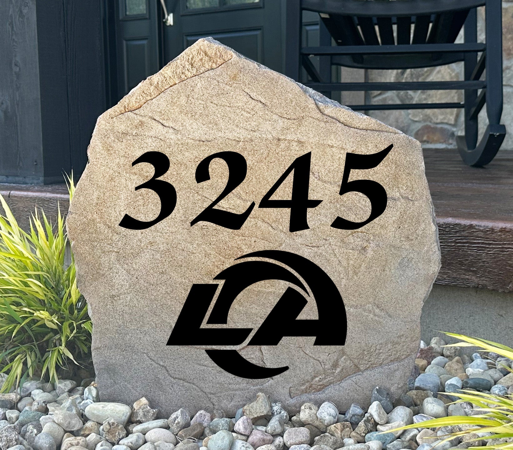 Los Angeles Rams Design-A-Stone Landscape Art Address Stone