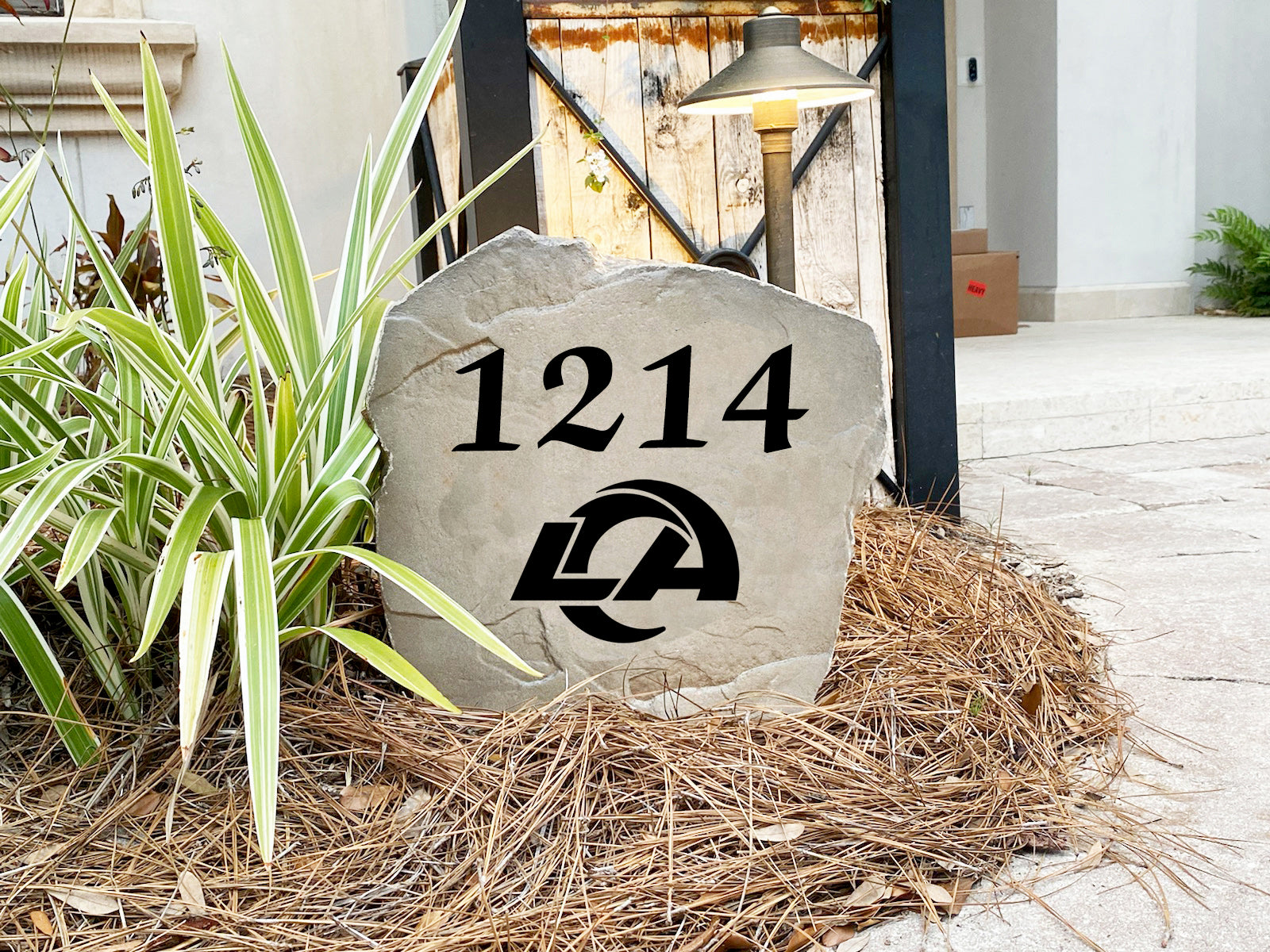 Los Angeles Rams Design-A-Stone Landscape Art Address Stone