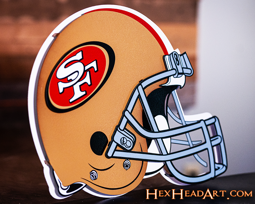 BLITZ Collection - 8 Layer San Francisco 49ers Helmet 3D Vintage Metal Wall Art