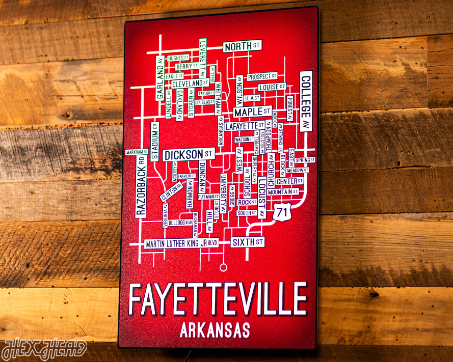 Fayetteville, Arkansas School Street Poster Single Layer Metal Wall Art