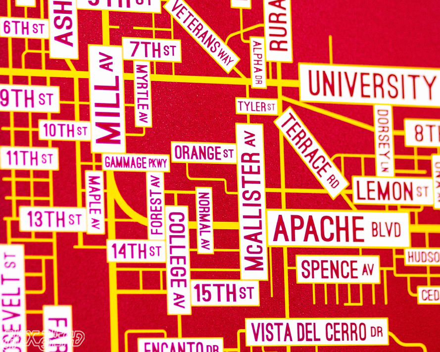 Tempe, Arizona School Street Poster Single Layer Metal Wall Art