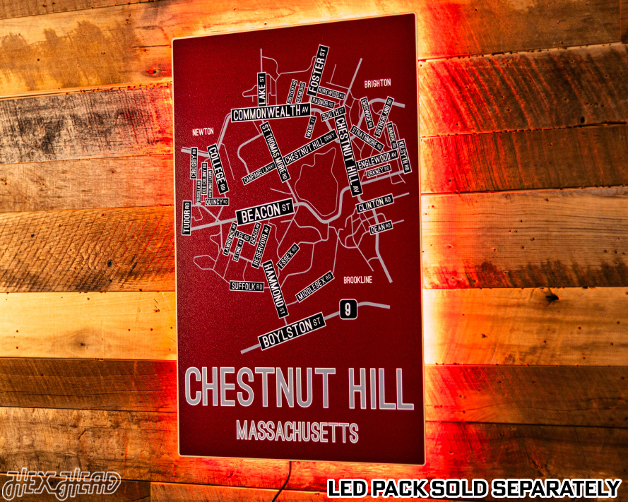 Chestnut Hill, Massachusetts School Street Poster Single Layer Metal Wall Art