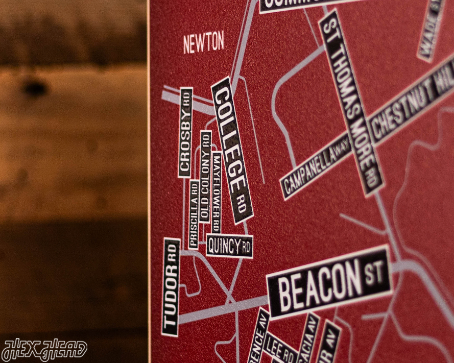 Chestnut Hill, Massachusetts School Street Poster Single Layer Metal Wall Art