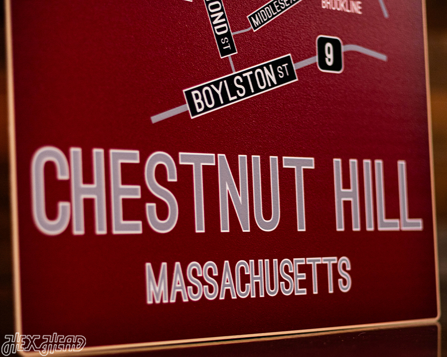 Chestnut Hill, Massachusetts School Street Poster Single Layer Metal Wall Art