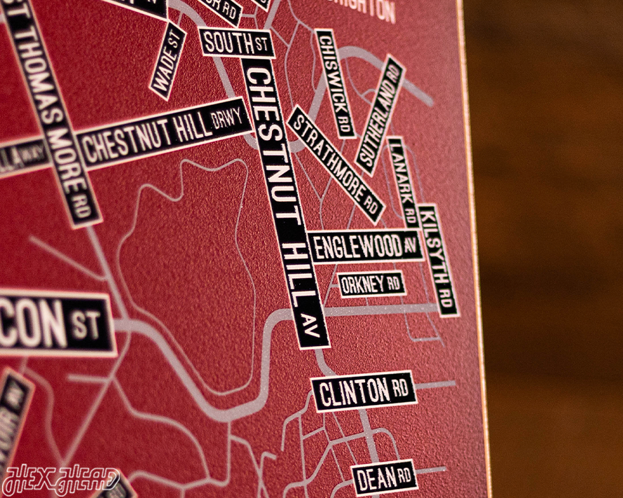 Chestnut Hill, Massachusetts School Street Poster Single Layer Metal Wall Art