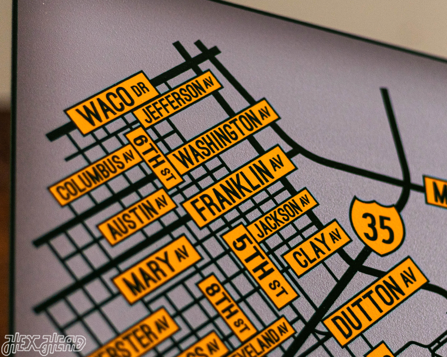 Waco, Texas School Street Poster Single Layer Metal Wall Art