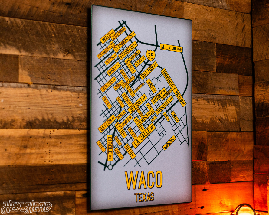 Waco, Texas School Street Poster Single Layer Metal Wall Art