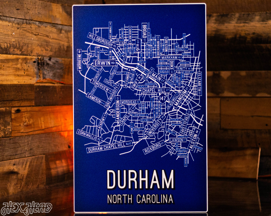 Durham, North Carolina School Street Poster Single Layer Metal Wall Art