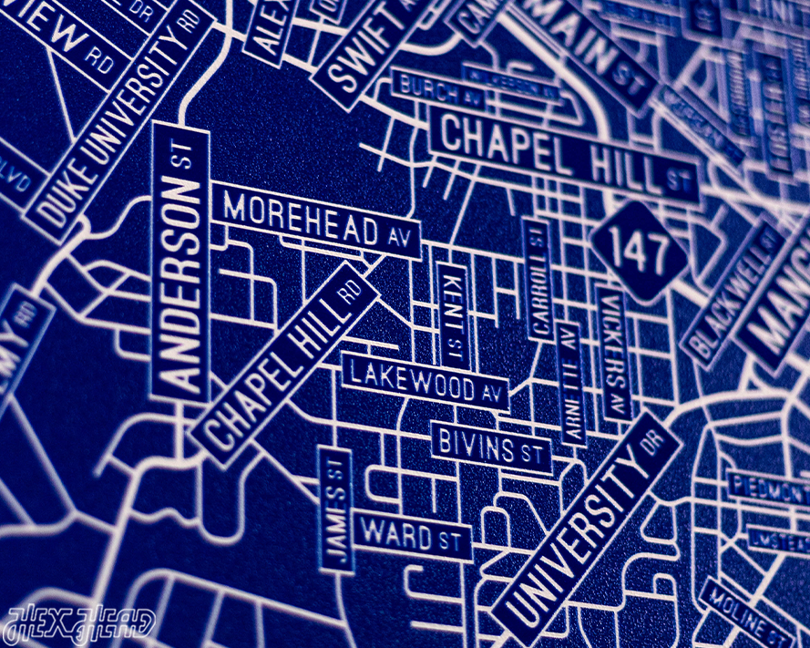 Durham, North Carolina School Street Poster Single Layer Metal Wall Art