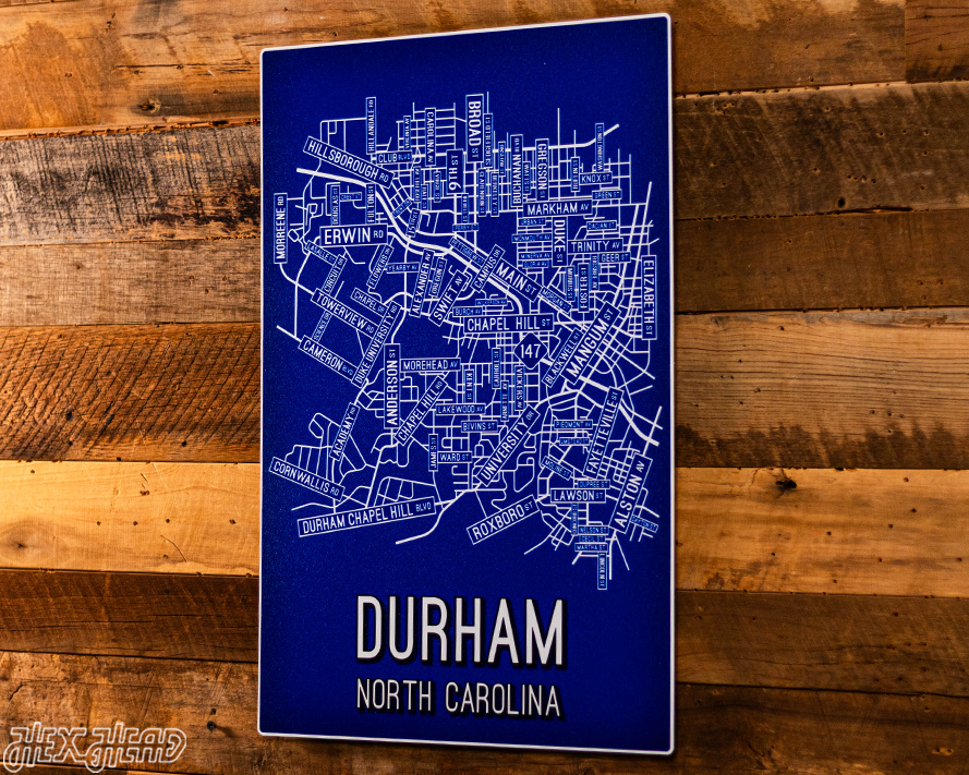 Durham, North Carolina School Street Poster Single Layer Metal Wall Art