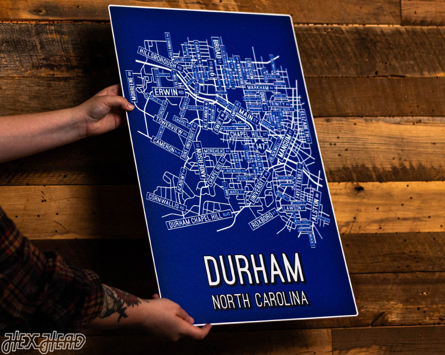 Durham, North Carolina School Street Poster Single Layer Metal Wall Art