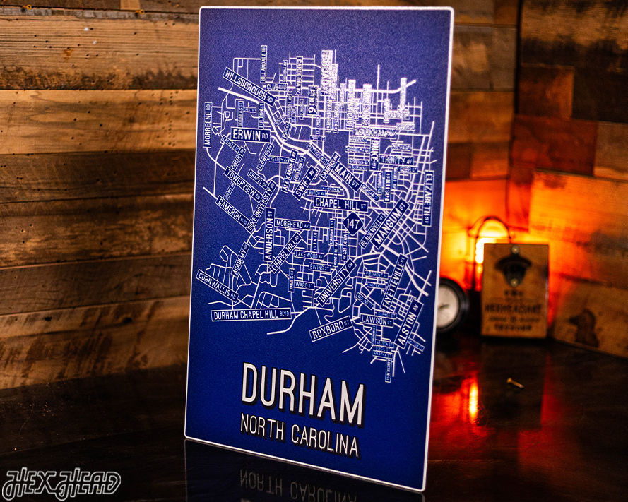 Durham, North Carolina School Street Poster Single Layer Metal Wall Art