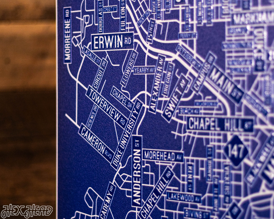 Durham, North Carolina School Street Poster Single Layer Metal Wall Art