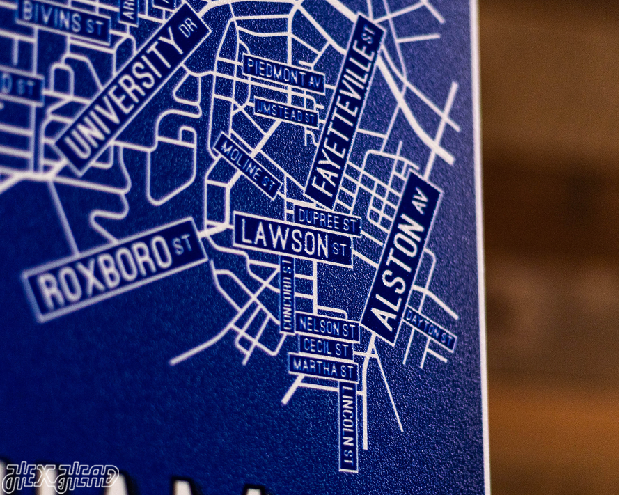 Durham, North Carolina School Street Poster Single Layer Metal Wall Art