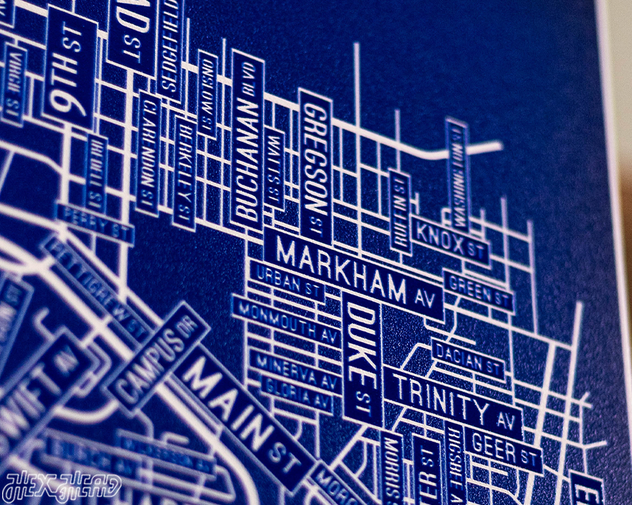 Durham, North Carolina School Street Poster Single Layer Metal Wall Art