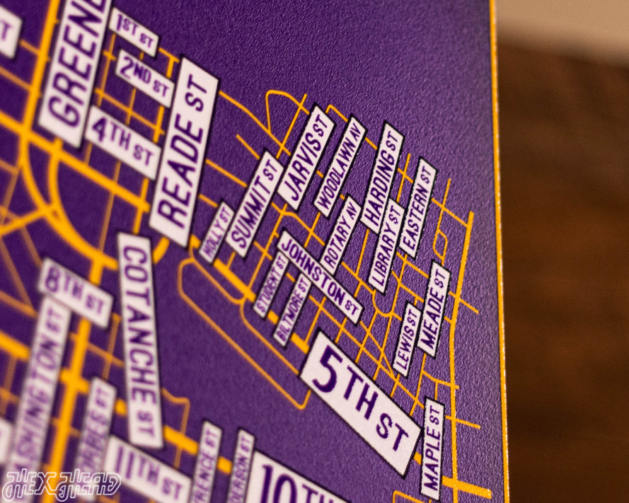 Greenville, North Carolina School Street Poster Single Layer Metal Wall Art