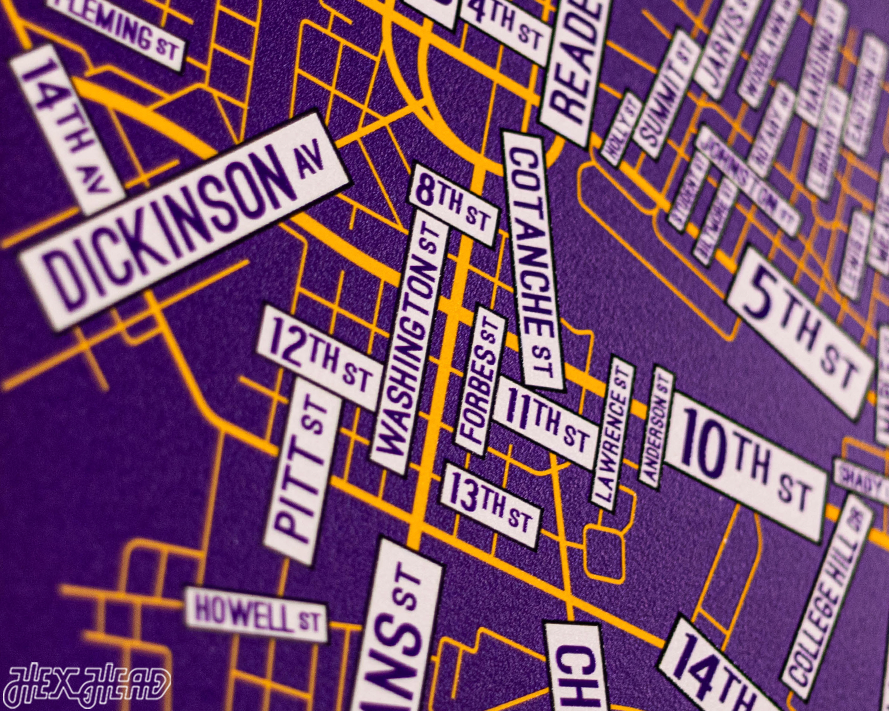 Greenville, North Carolina School Street Poster Single Layer Metal Wall Art