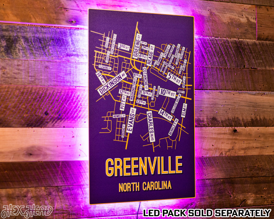 Greenville, North Carolina School Street Poster Single Layer Metal Wall Art