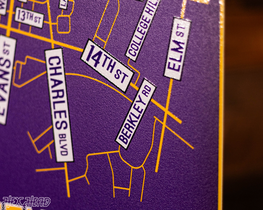 Greenville, North Carolina School Street Poster Single Layer Metal Wall Art