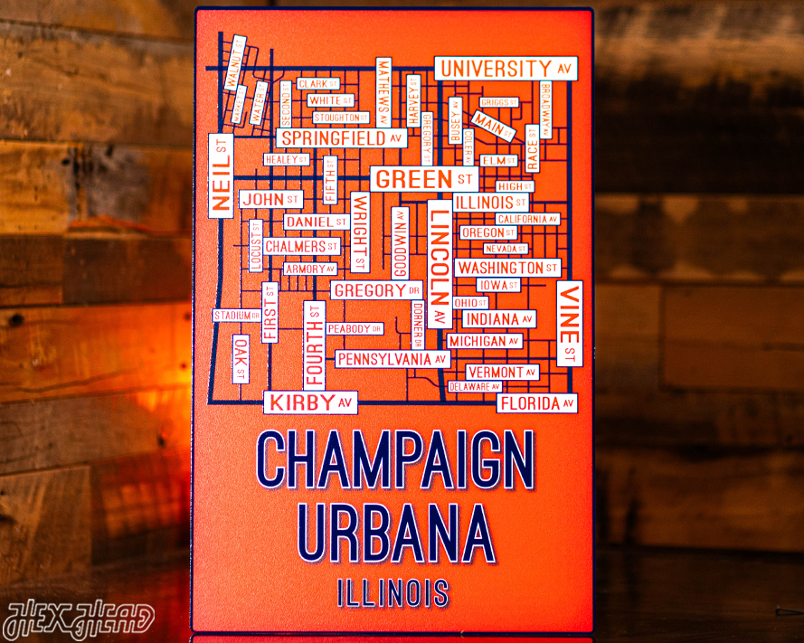 Champaign Urbana, Illinois School Street Poster Single Layer Metal Wall Art