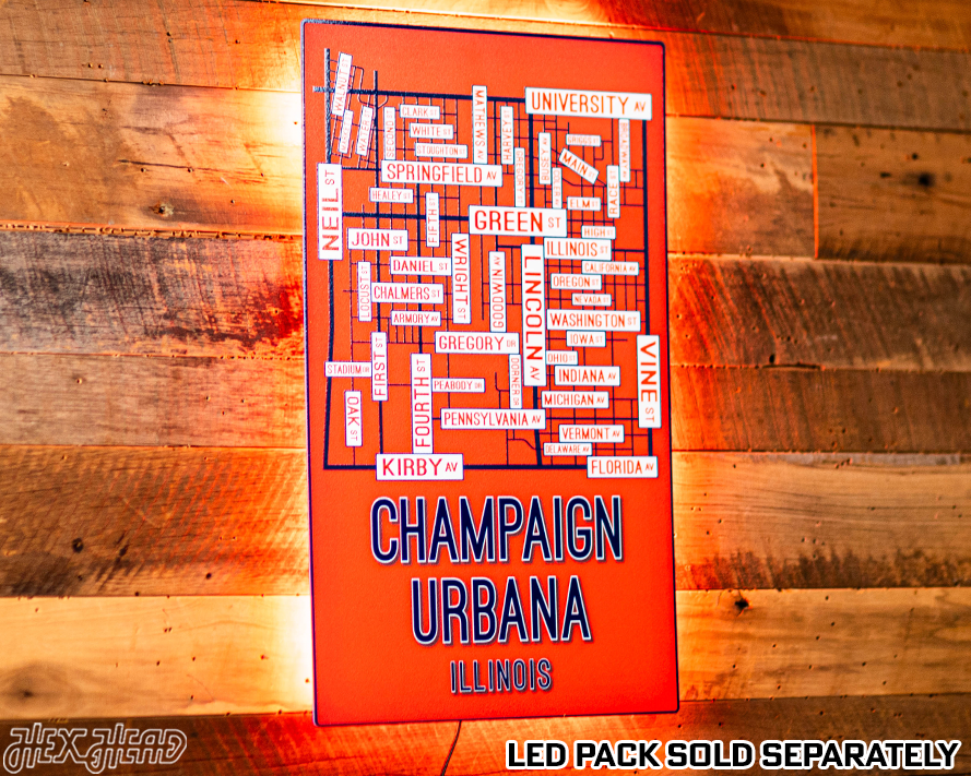 Champaign Urbana, Illinois School Street Poster Single Layer Metal Wall Art