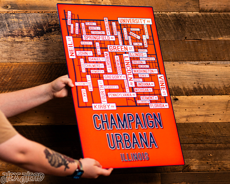 Champaign Urbana, Illinois School Street Poster Single Layer Metal Wall Art
