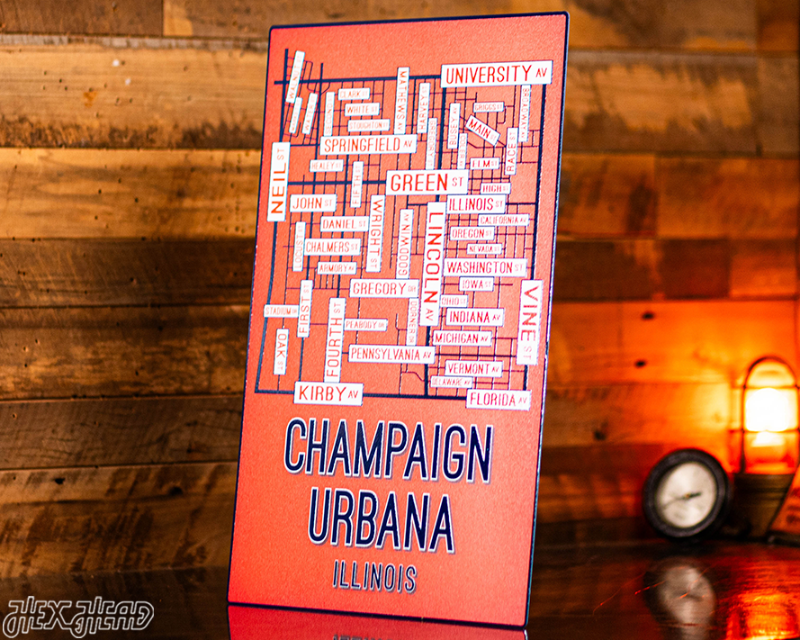 Champaign Urbana, Illinois School Street Poster Single Layer Metal Wall Art