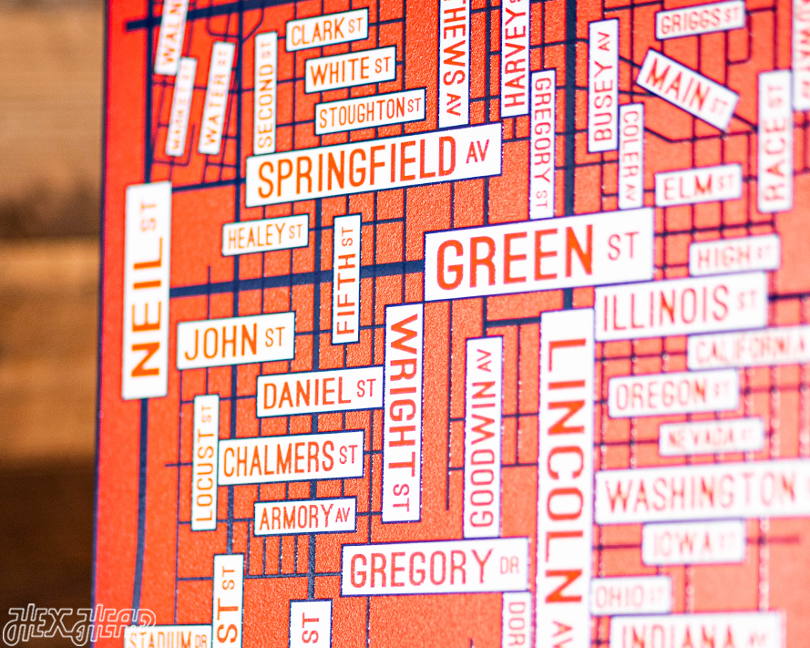 Champaign Urbana, Illinois School Street Poster Single Layer Metal Wall Art