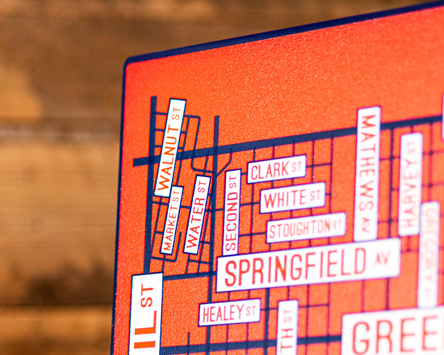 Champaign Urbana, Illinois School Street Poster Single Layer Metal Wall Art