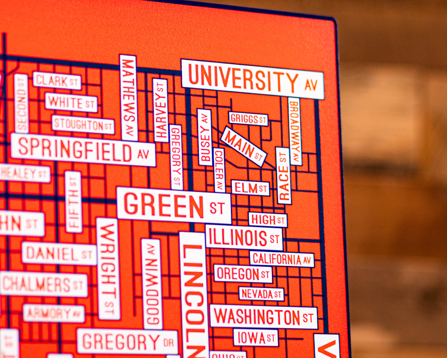 Champaign Urbana, Illinois School Street Poster Single Layer Metal Wall Art