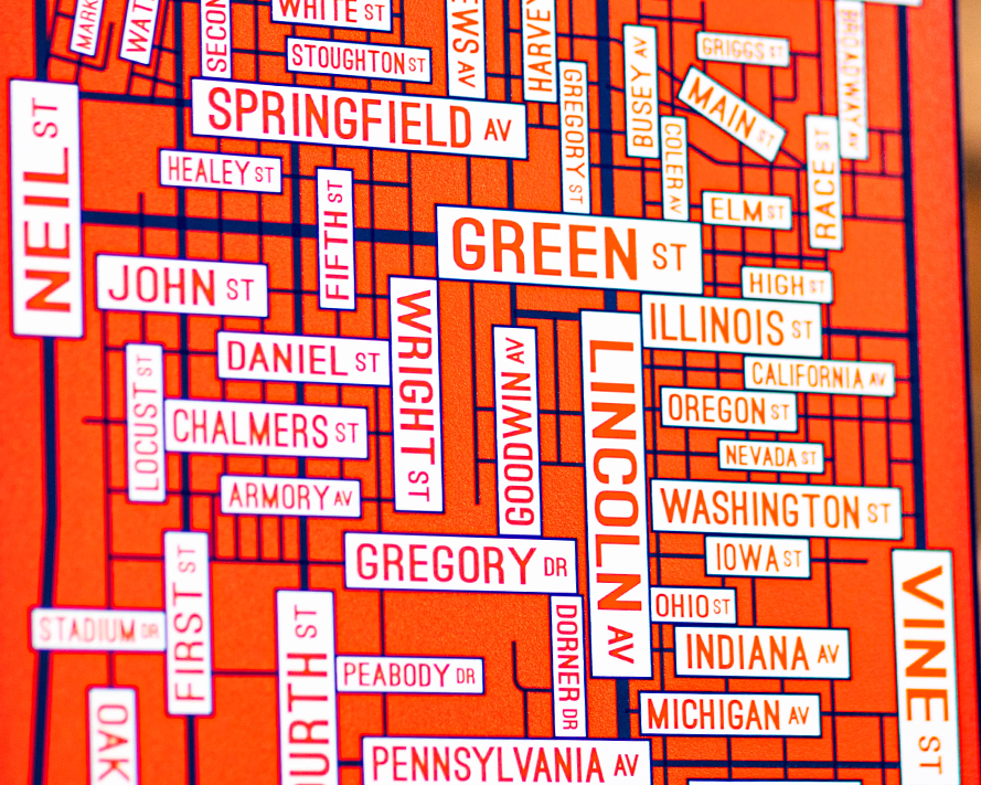 Champaign Urbana, Illinois School Street Poster Single Layer Metal Wall Art