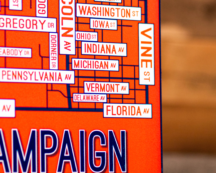 Champaign Urbana, Illinois School Street Poster Single Layer Metal Wall Art