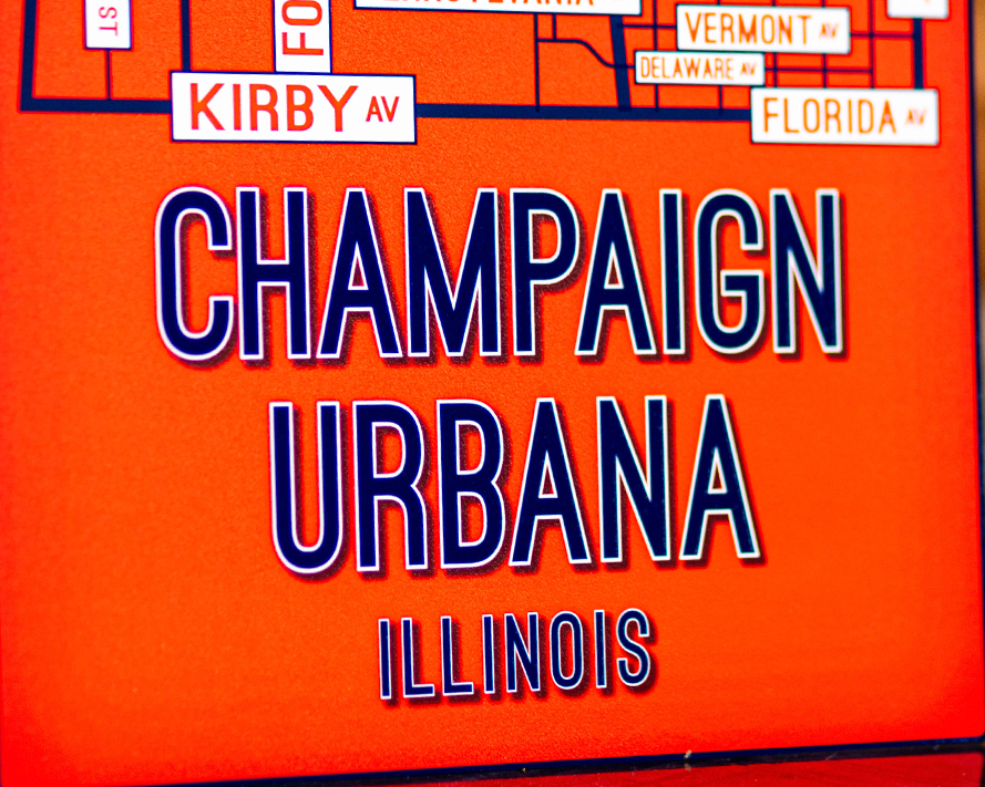 Champaign Urbana, Illinois School Street Poster Single Layer Metal Wall Art