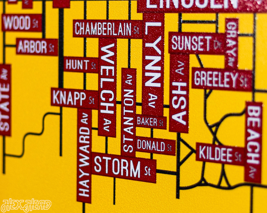 Ames, Iowa School Street Poster Single Layer Metal Wall Art