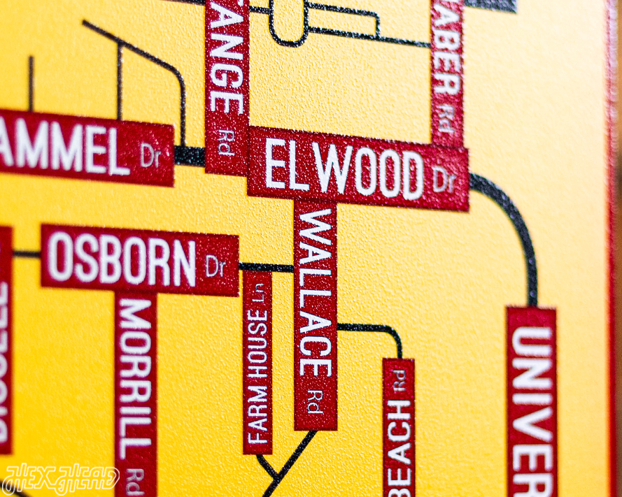 Ames, Iowa School Street Poster Single Layer Metal Wall Art